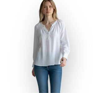 Puro Lino White Peasant Blouse Dolman Sleeve Top Made in Italy CottageCore M